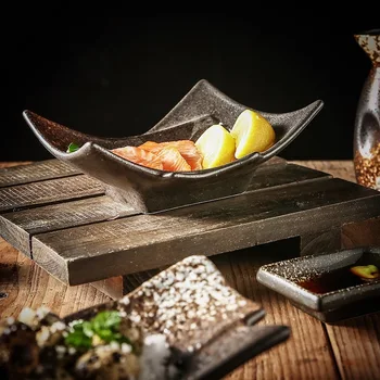 Японски суши готвене вечеря Западните хранителни стоки Качарла десерт плоча сервировочная черна керамична чиния десерт vajilla de melamina