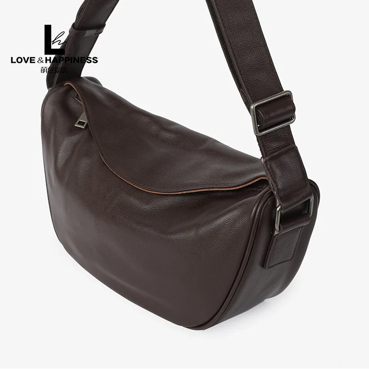 Чанта през рамо от естествена кожа, чанта на едно рамо, на най-горния слой, воловья кожа, ретро модерен диагонал раница