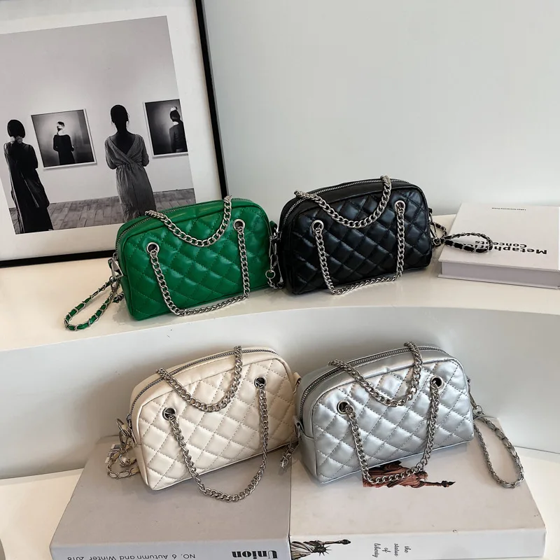 Модерна чанта за рамо с веригата, бродерия, изпъстрен ежедневни чанти през рамо за жени, малки дамски чанти през рамо, брендовый портфейл