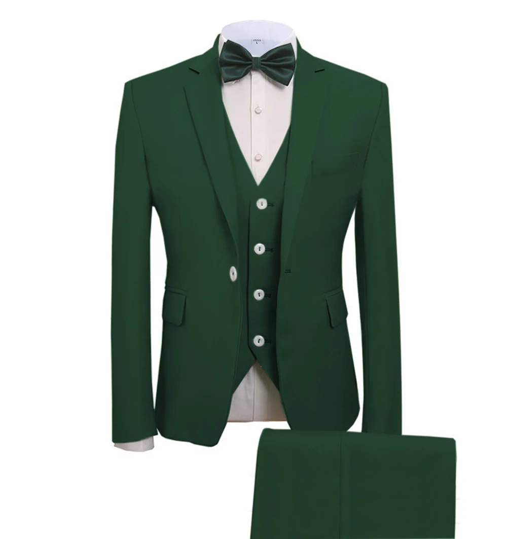 Мъжки костюми, Комплект от 3 теми, Приталенные Бизнес Костюми на Младоженеца Мятно-Зелен Благородни Сиво, Бели Смокинги за Официален Сватбен костюм (Сако + Панталон + Елек)
