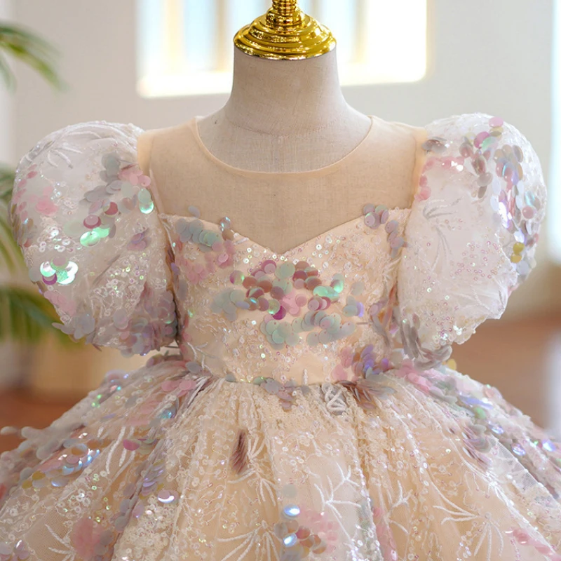 Детски официални рокли за момичета, 3, 12, 14 години, детски рожден ден, луксозно пищни бална рокля 2022, тържествено дантелено рокля за бала