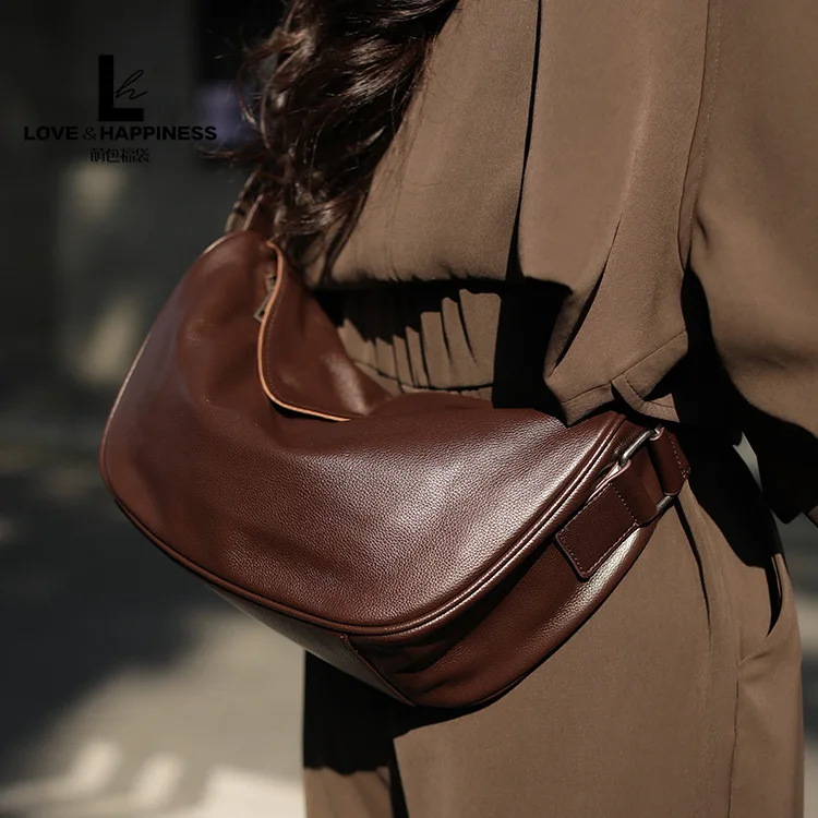 Чанта през рамо от естествена кожа, чанта на едно рамо, на най-горния слой, воловья кожа, ретро модерен диагонал раница