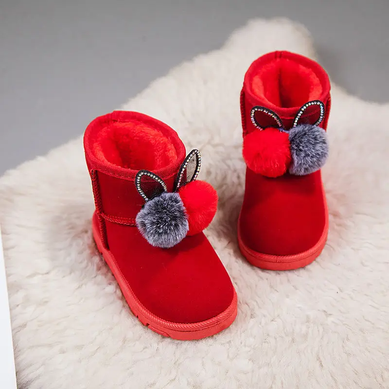 Зимни зимни обувки за момичета, детски памучен обувки, топли полусапожки с мека подметка и кадифе полусапожки, детски зимни обувки, детски обувки
