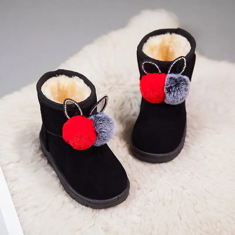 Зимни зимни обувки за момичета, детски памучен обувки, топли полусапожки с мека подметка и кадифе полусапожки, детски зимни обувки, детски обувки