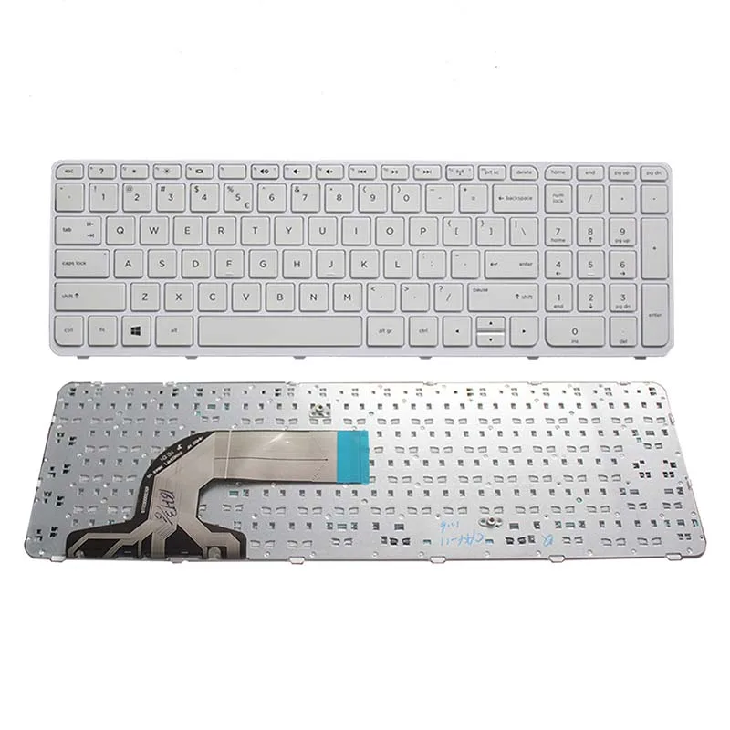 Клавиатура за лаптоп HP pavilion 15-N-15-E-15e strike eagle 15N 15T 15 t-N 15-N000 в n100 15 N200-E000 15-E100 бял/черен на цвят, с рамка