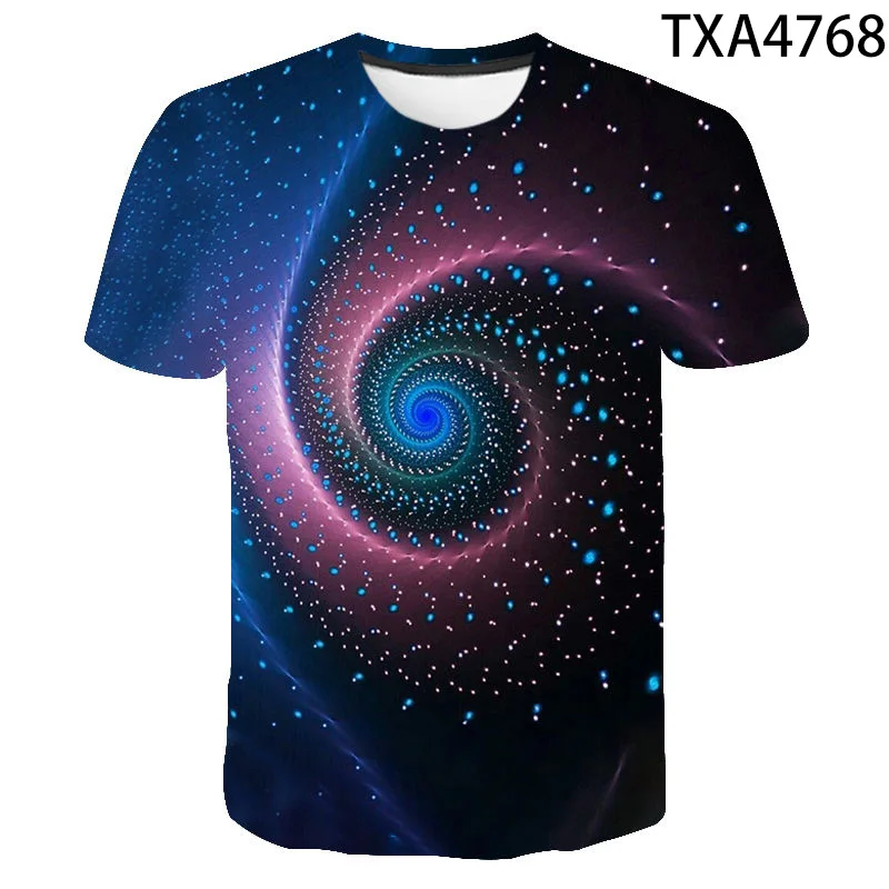 Нова Лятна 3D тениска с Звездното небе За мъже, Жени, деца, Ежедневна Мода Градинска дрехи за момчета и момичета, Детски тениски с принтом, Стръмни Върхове, Чай